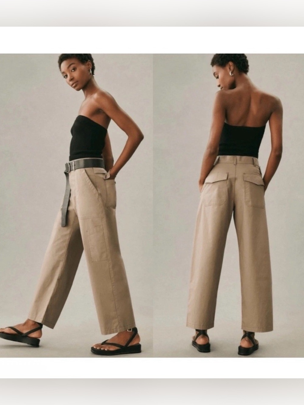 Agolde Khaki Wide-Leg Utility Pants